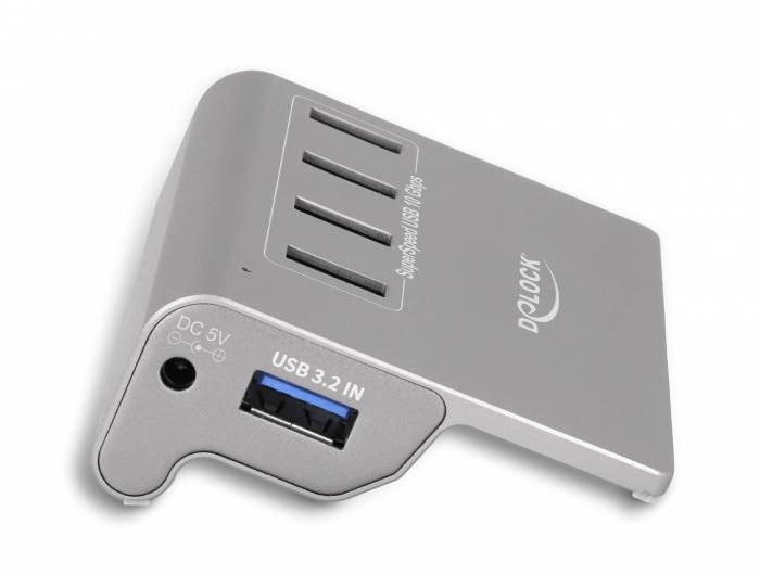 Delock 64181 USB-Hub 4 vrata USB-A, DC vtičnica 3.5 mm USB 3.2 gen.2 10 GBit/s siva 64181-2