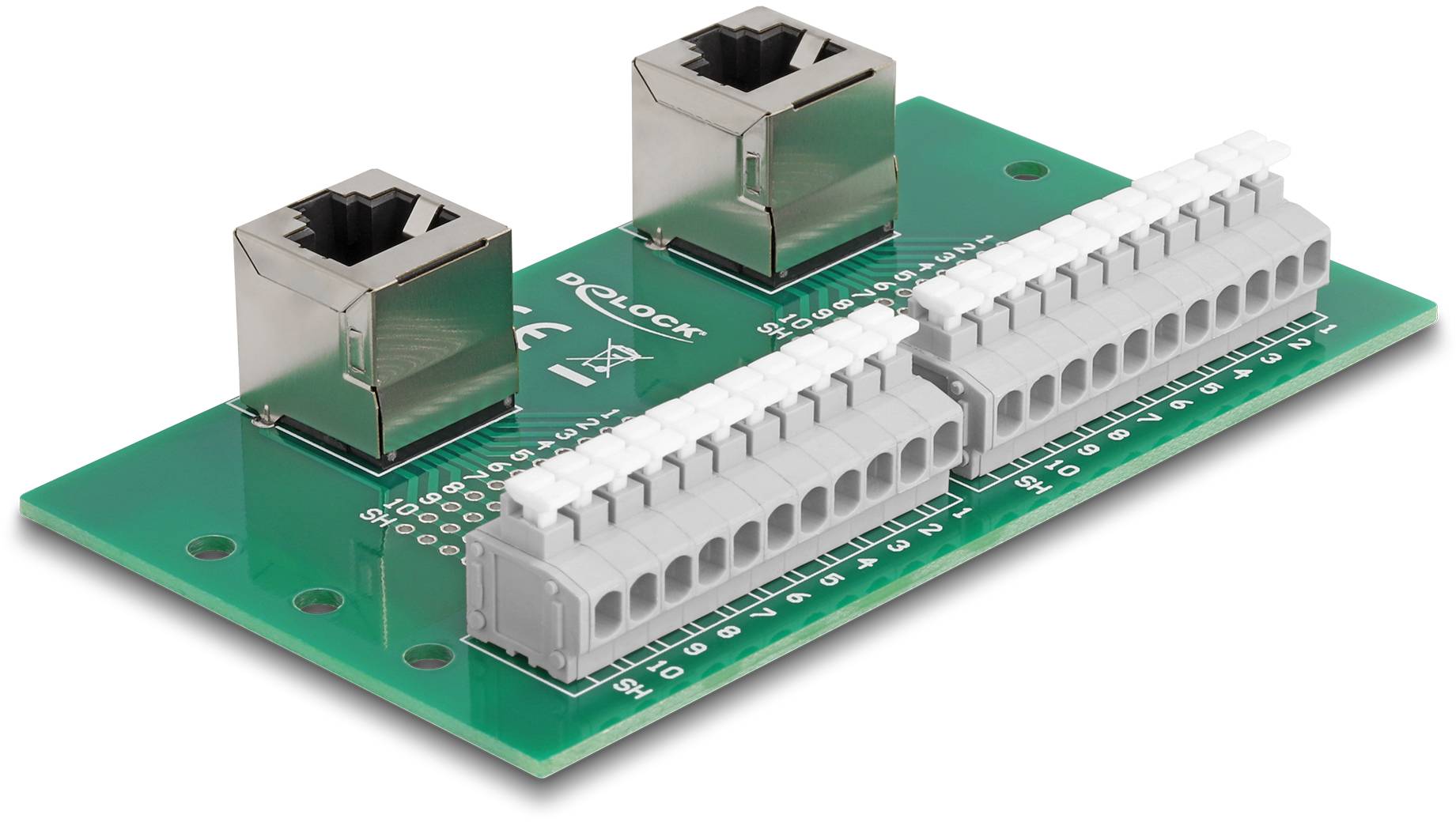 Delock RJ50 omrežni adapter [2x RJ50 vtičnica - 2x vtičnica] zelena, siva-2