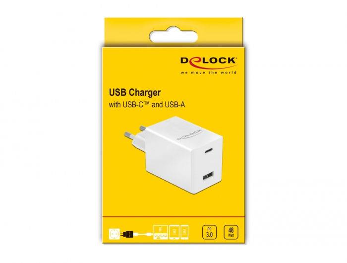 Delock 41448 USB napajalnik 48 W USB-A, USB-C® Power Delivery bela vtičnica hitri polnilnik, USB power delivery (USB-pd)-3