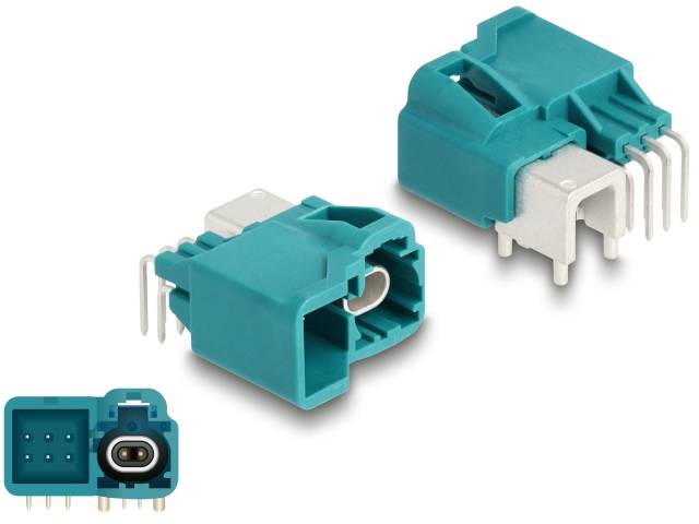 DeLOCK HDMTD enojni + Powerpin konektor kotni za tiskano vezje 90328 90328 turkizna (mat), mat bela Delock Vsebina: 1 ko-0