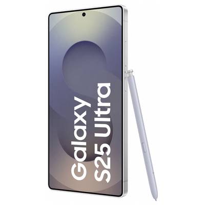 Pametni telefon z napisom 'Galaxy S25 Ultra' na zaslonu in svinčnikom ob strani, dimenzije: 7,8 palcev. Elegantno oblikovanje.