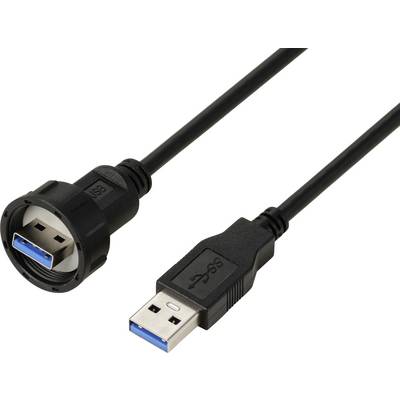 USB 3.0 kabel z moškim priključkom levo in USB Type-A vtičem desno. Primeren za hitro prenos podatkov.