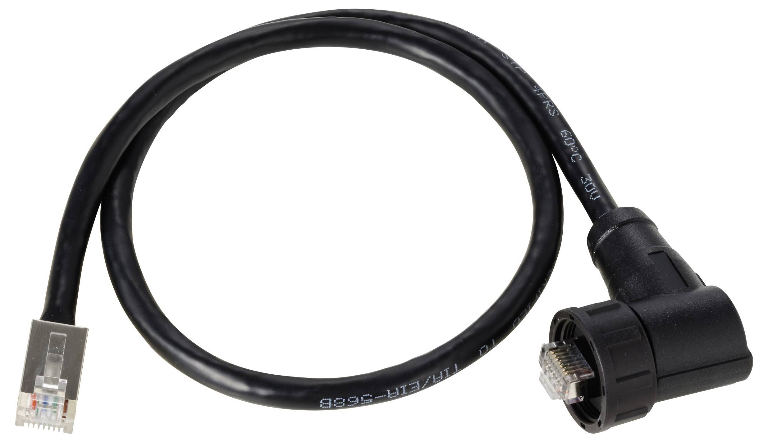 Eternet kabel s priključki na obeh koncih, vključno z RJ45 vtičem in lastnim adapterjem.