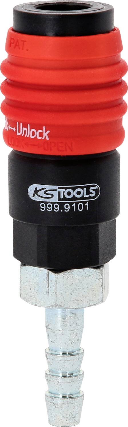 Rdeč in črn priključni element z napisom 'KS TOOLS 999.9101'.