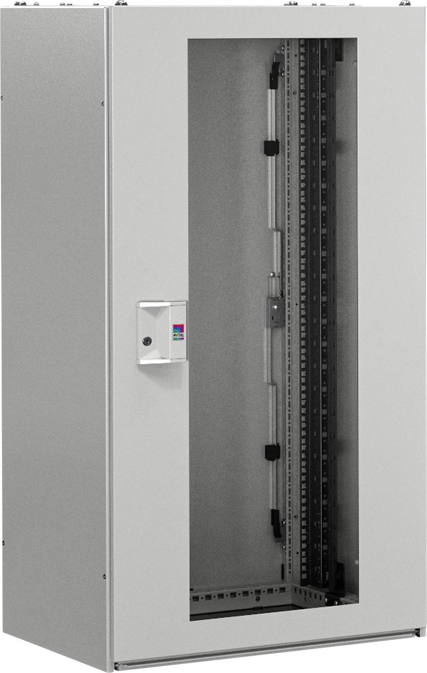 Bel strežniški ali mrežni omaran z stekleno vrati, primeren za shranjevanje elektronske opreme.