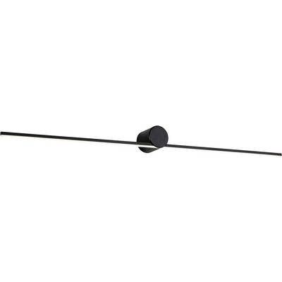 Moderna črna LED-svetilka s tankim, minimalistično oblikovanim ohišjem in osrednjo okroglo pritrditvijo.