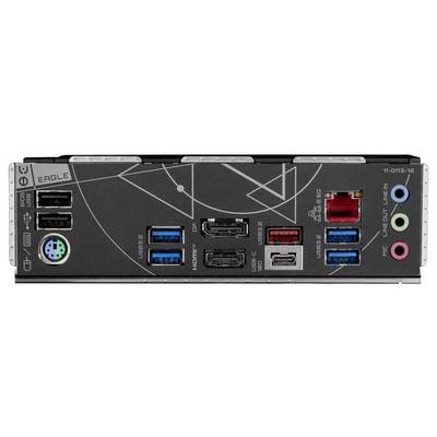 Zadnja stran računalniškega matičnega płošča z več USB priključki, HDMI portom, ethernet, avdio in PS/2 priključki.