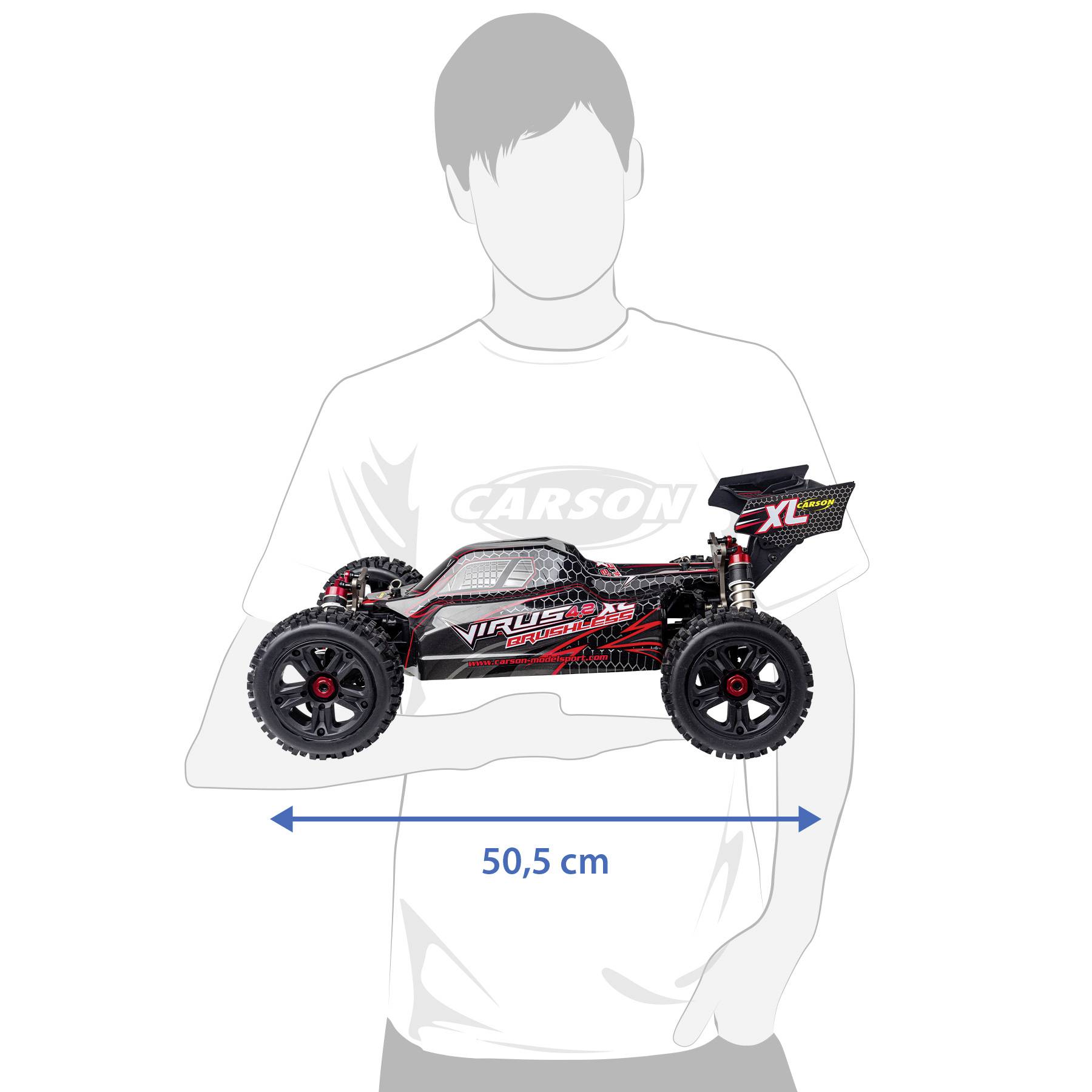 Carson Modellsport Virus 4.2 XL črna, rdeča 1:8 RC modeli avtomobilov elektro buggy 100% RtR 2,4 GHz vklj. akumulator, p-6