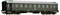 Zelen železniški vagon Deutsche Bundesbahn z napisom '2. razred', sedem oken na strani, detailed model.