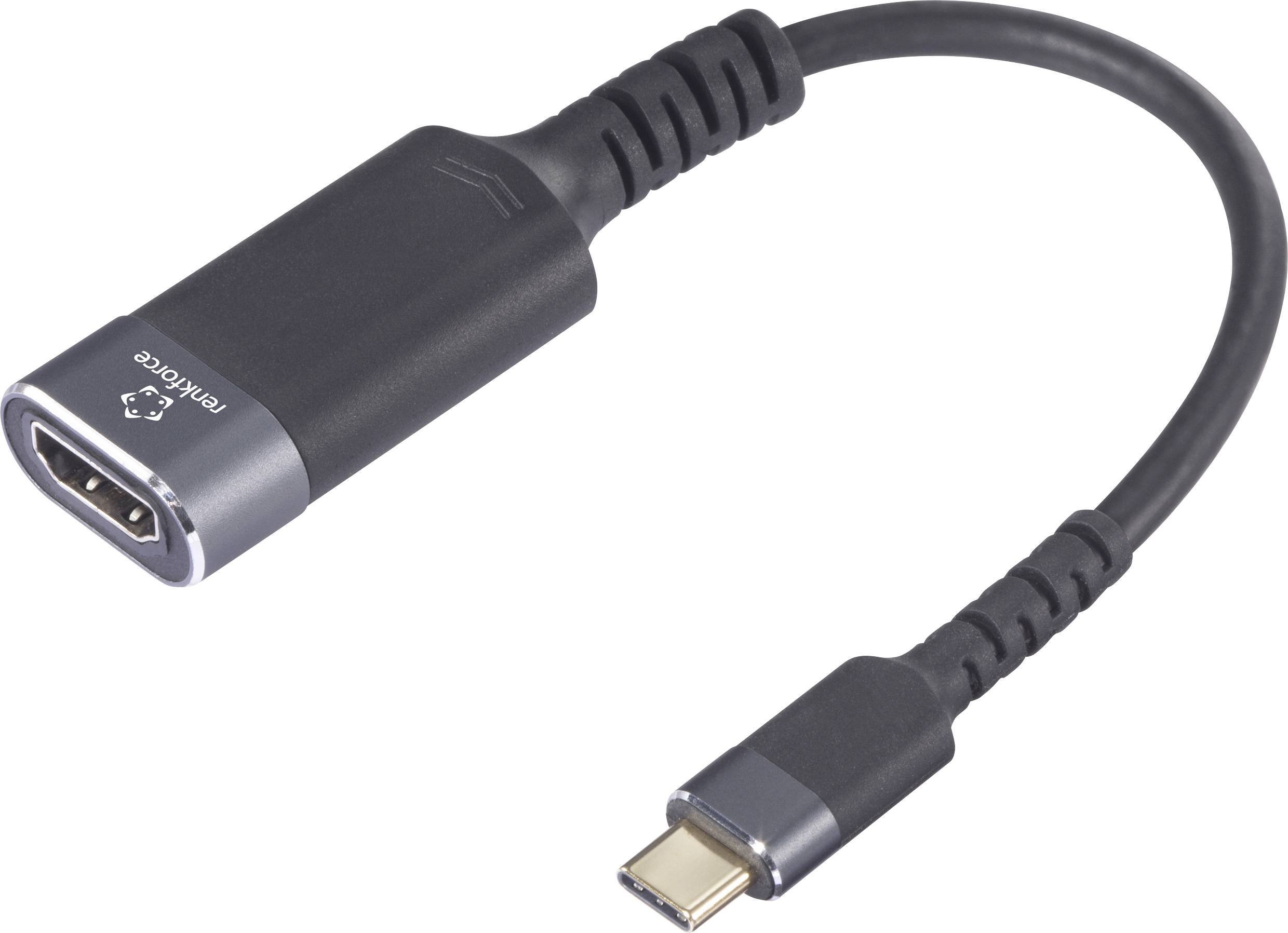 USB-C-na-HDMI-adapter, črn, s prilagodljivim kablom, za povezovanje USB-C-naprav z HDMI-priključki.