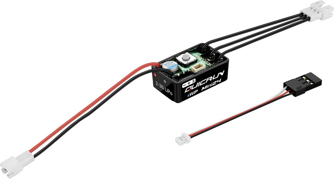 Elektronski regulator hitrosti z kabli in priključki za modelna vozila, primeren za nadzor motornih funkcij.