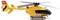 Rumeni reševalni helikopter s črnim nosom, stranskimi logotipi nujne medicinske pomoči in napisom 'ÖAMTC', stoječ na belem ozadju.