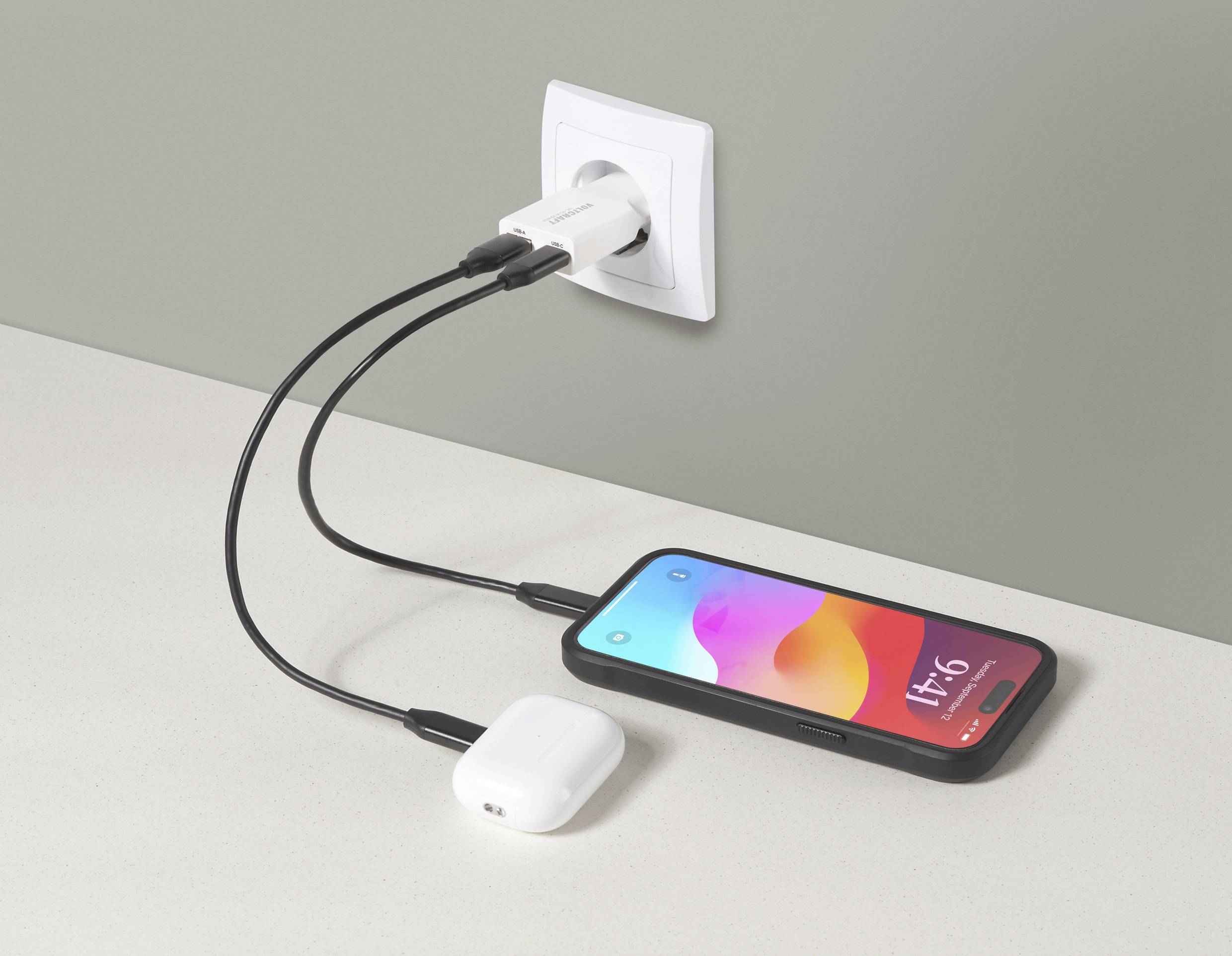VOLTCRAFT UC-1C1A30W01 USB napajalnik 30 W 1x USB-A, 1x USB-C® Fast Charge, Power Delivery 3.0 bela GaN-4