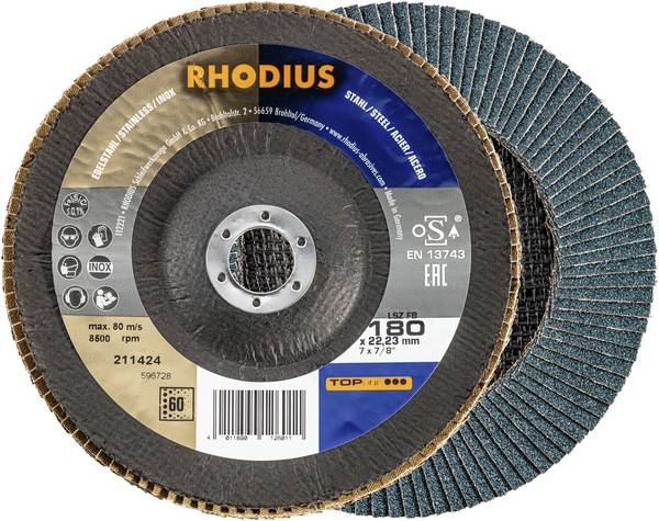 Rhodius 211424 LSZ FB zobati brusilni kolut   Granulacija 60 nerjaveče jeklo, jeklo 10 kos