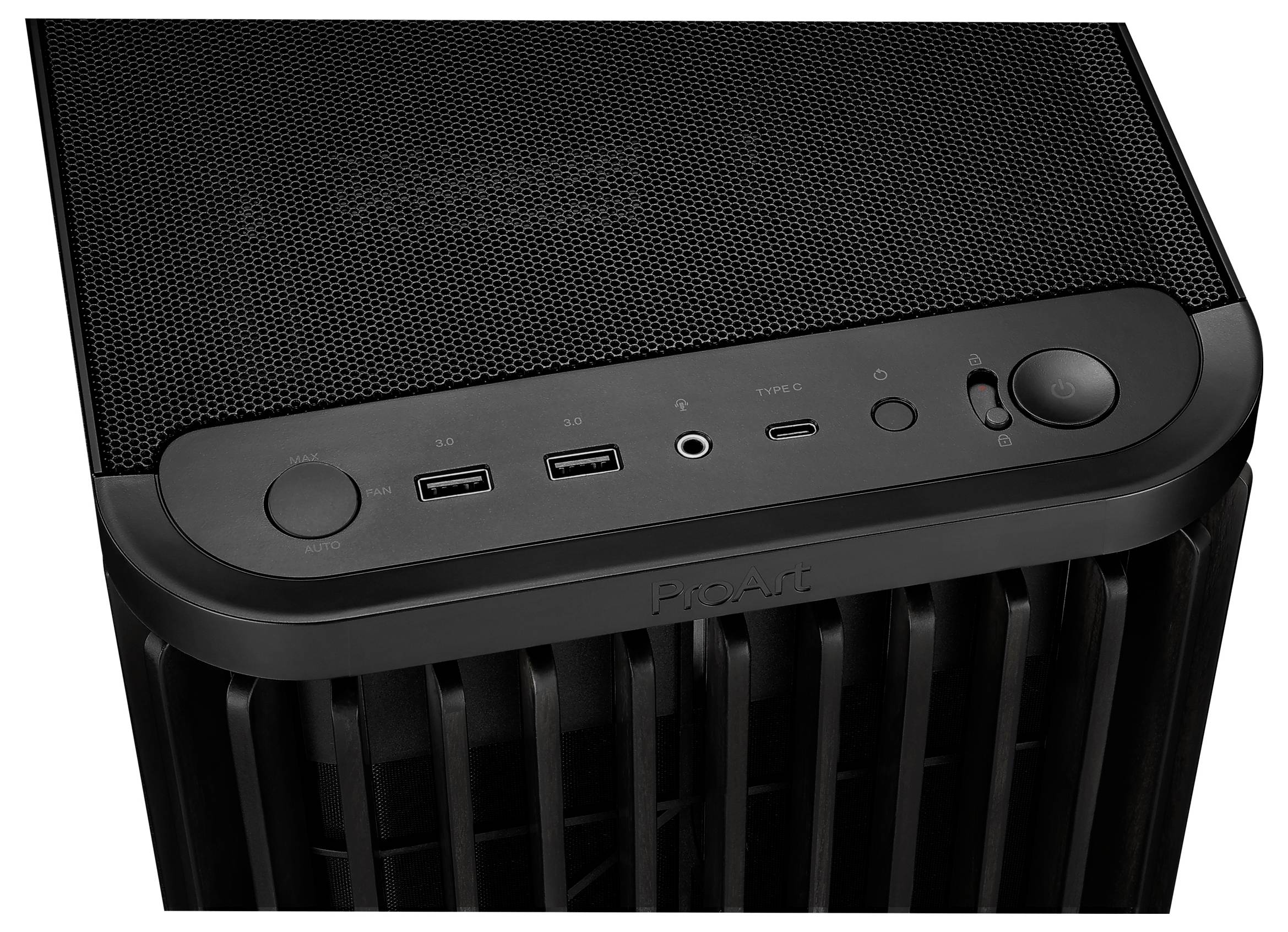 Plošča za upravljanje čistilca zraka z gumbi in priključki za napajanje, nastavitve hitrosti, časovnik in USB povezave.