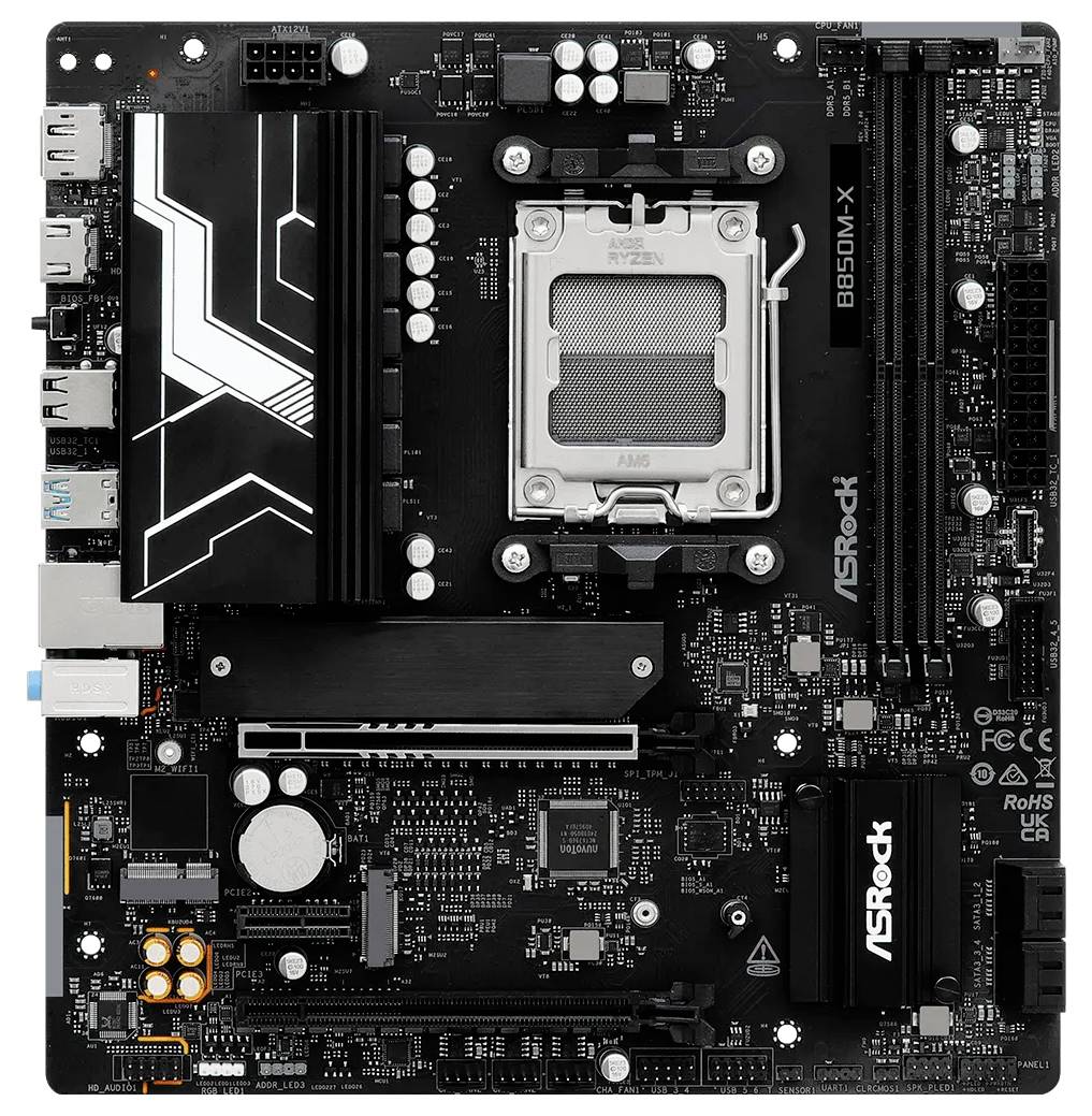 ASRock B850M-X matična plošča Podnožje (PC) #####AMD AM5 Faktor oblike (podrobnosti) Micro-ATX Matična plošča-nabor čipo-1
