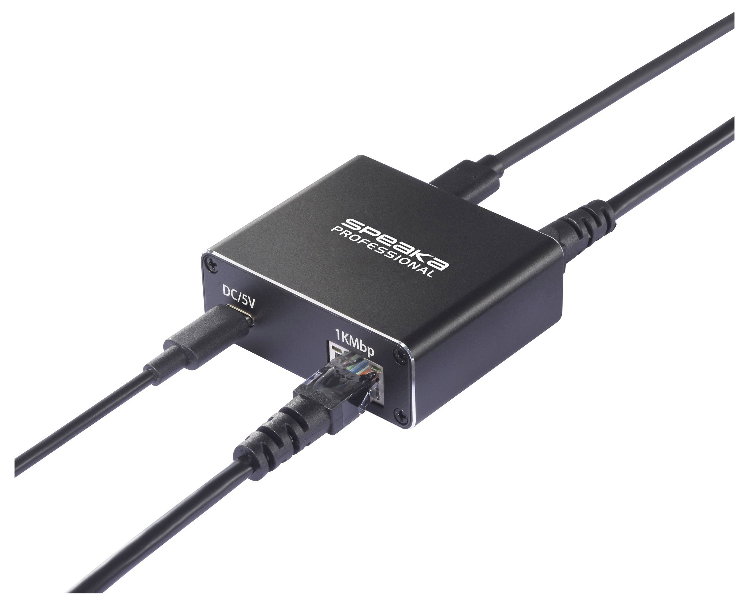 SpeaKa Professional SP-GNS-190 razdelilnik 1+1 vrata RJ45, USB-C® 1 GBit/s USB napajanje-5