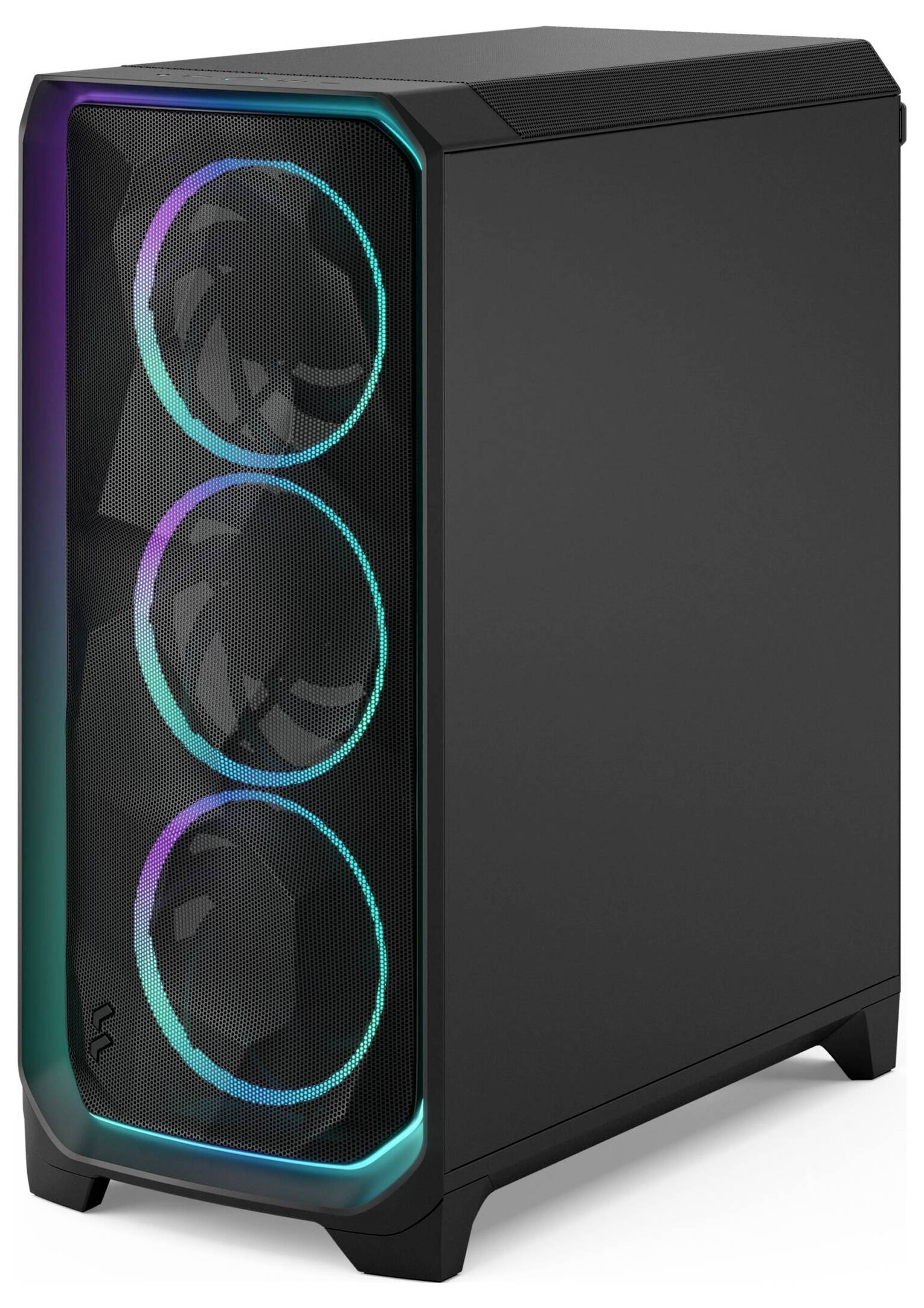 Fractal Design FD-C-MES3A-03 tower računalniško ohišje črna primerno za aio vodno hlajenje , vgrajena osvetlitev, 3 vnap-3