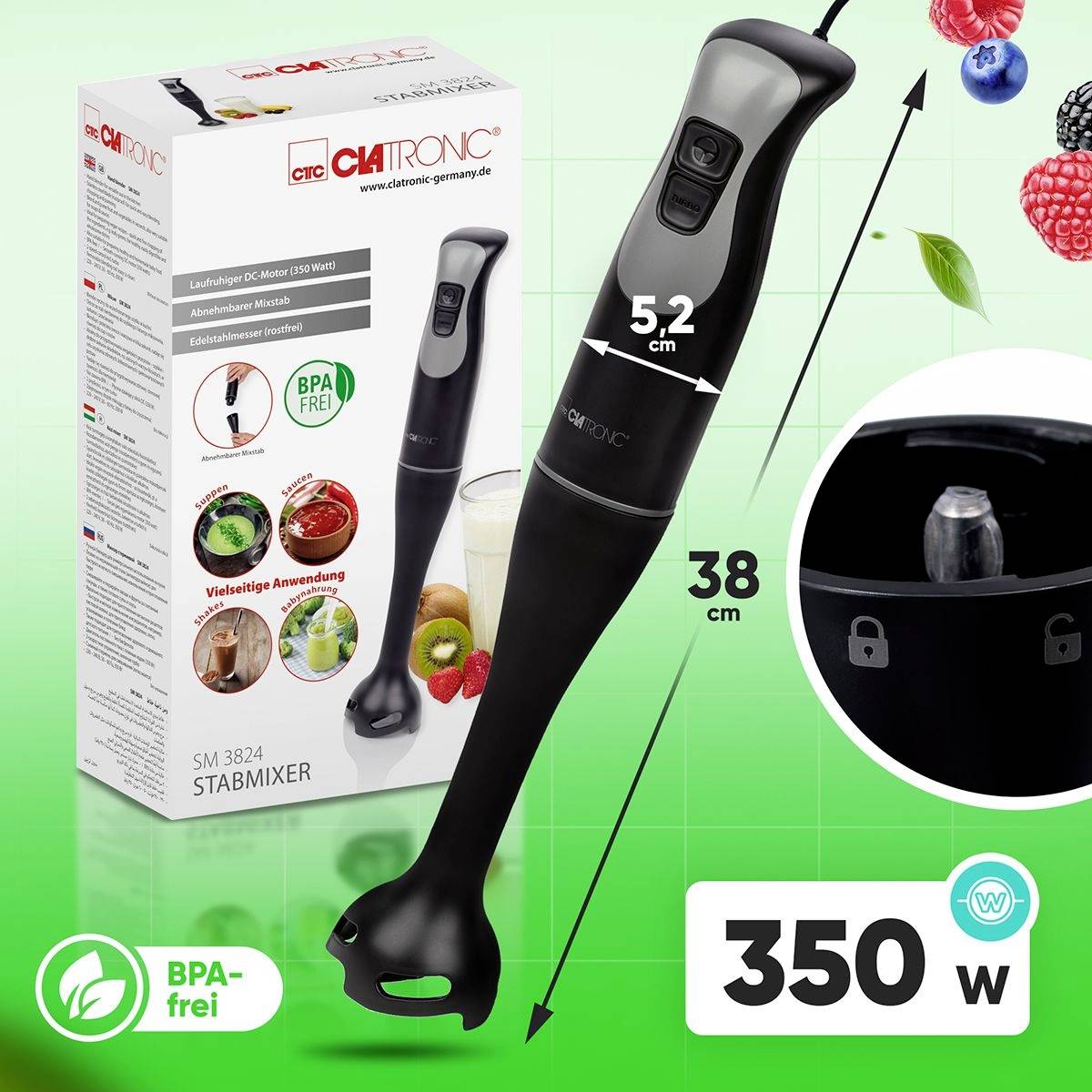Clatronic SM 3824 palični mešalnik 350 W  črna-6
