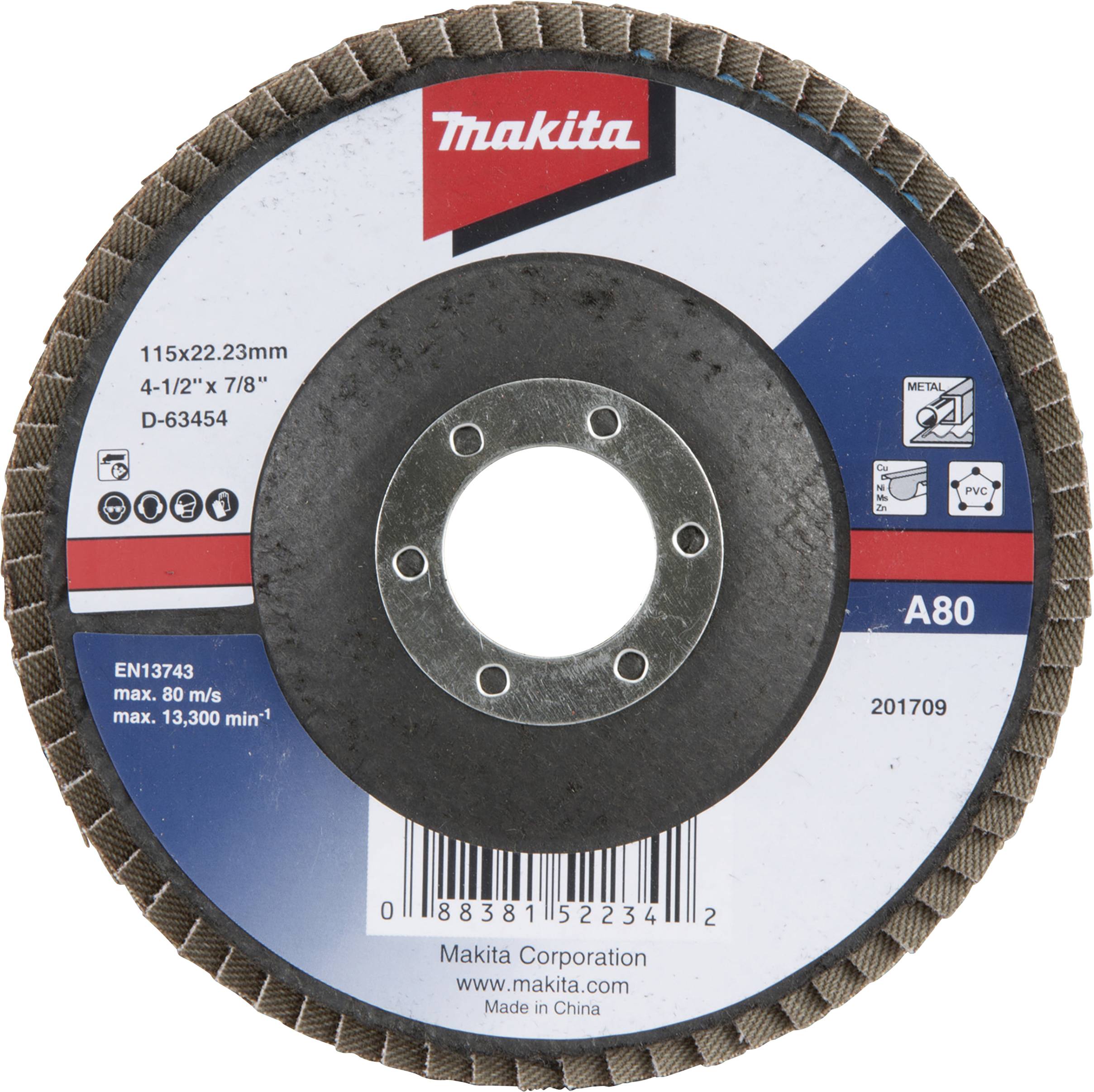 Makita D-63454 lamelni brusni disk Premer 115 mm Granulacija=80 1 kos-0