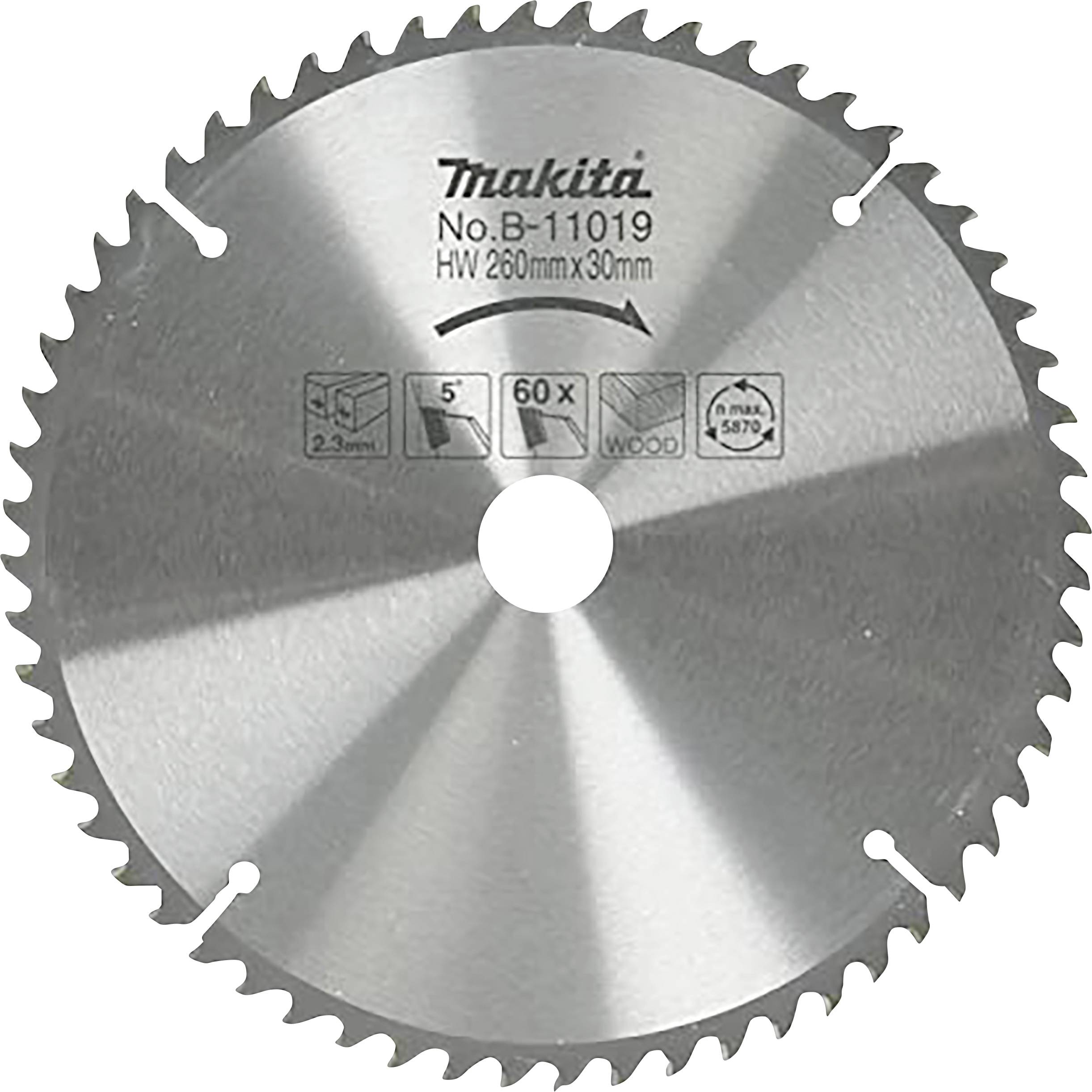 Makita B-11019 list za krožno žago iz karbidne trdine 260 x 30 x 2.3 mm Število zobcev (na colo): 60 1 kos-0