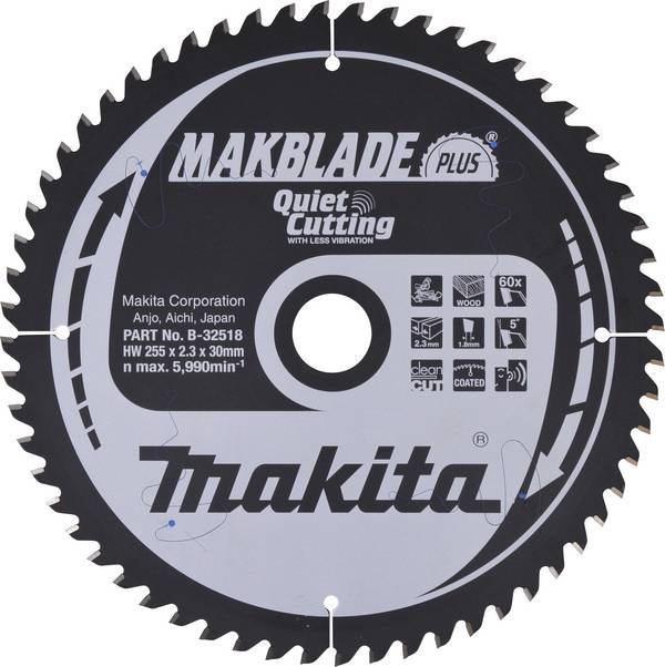 Makita B-32518 B-32518 list krožne žage 255 x 30 x 2.3 mm Število zobcev (na colo): 60 1 kos