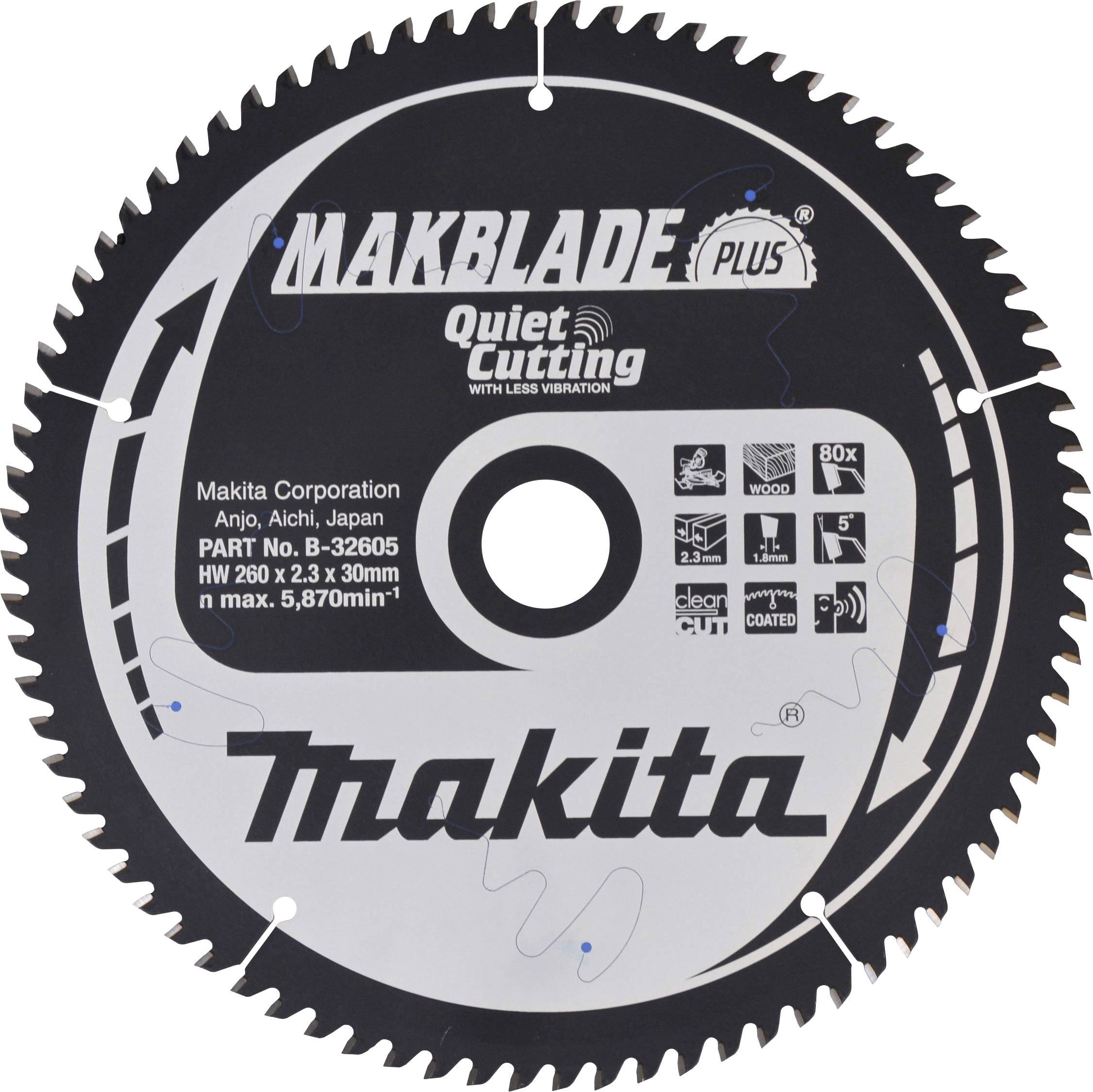 Makita B-32605 B-32605 list krožne žage 260 x 30 mm Število zobcev (na colo): 80 1 kos-0