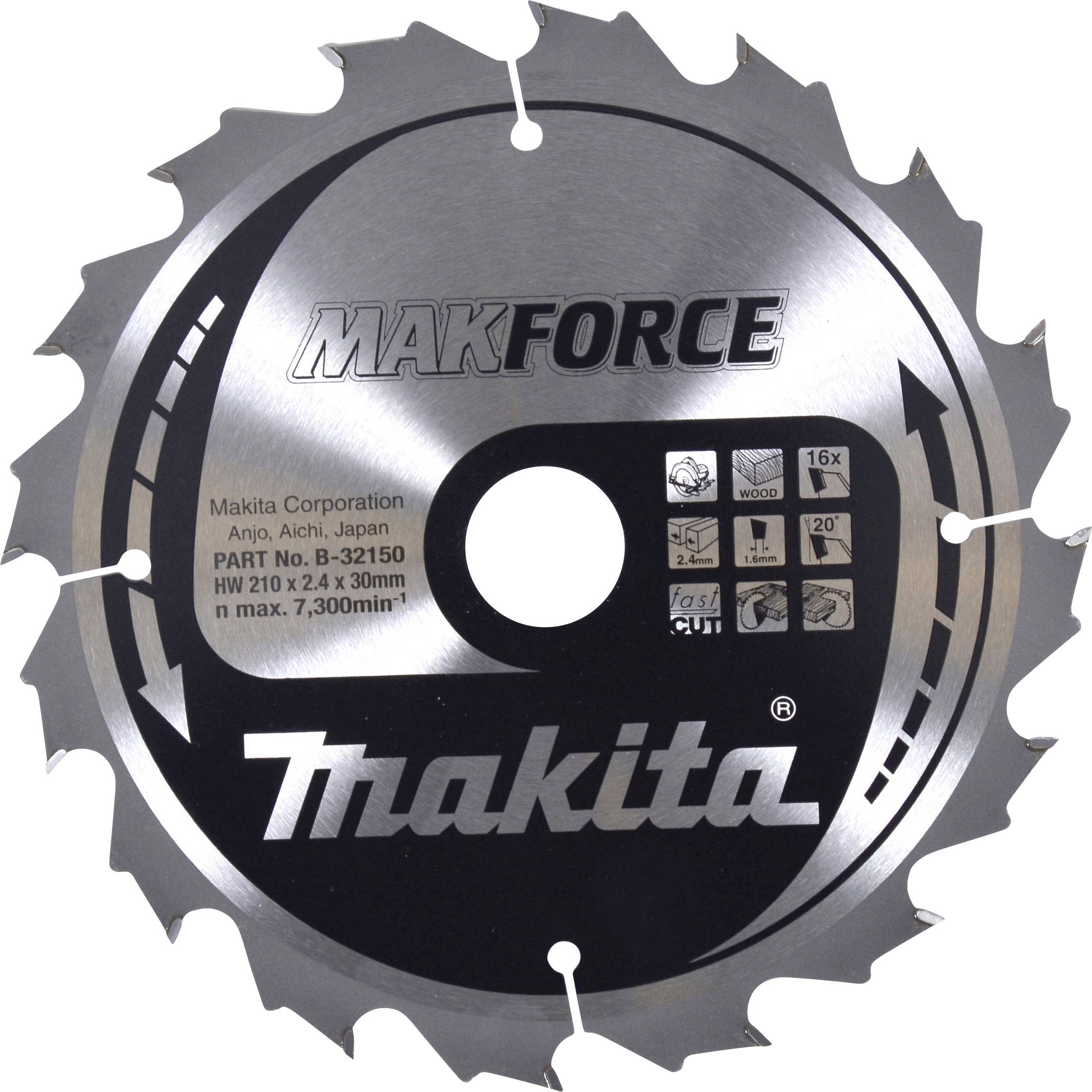 Makita B-32150 list krožne žage 210 x 30 x 2.4 mm Število zobcev (na colo): 16 1 kos-0