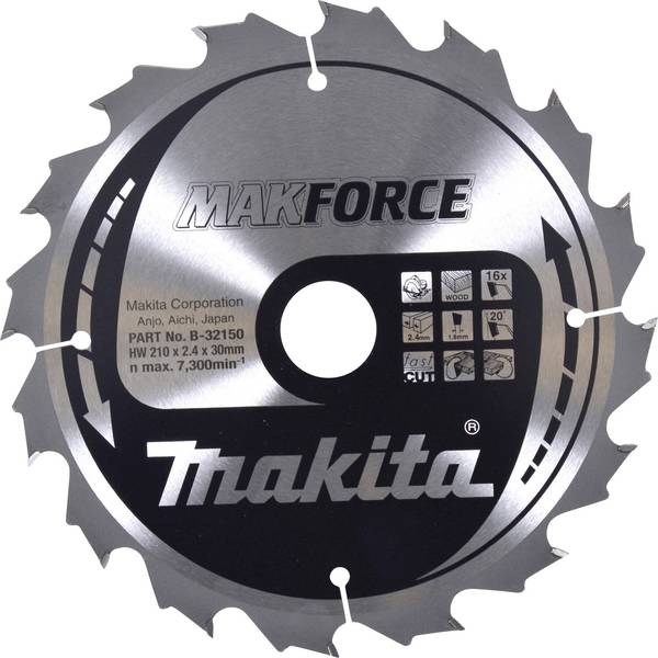 Makita  B-32150 list krožne žage 210 x 30 x 2.4 mm Število zobcev (na colo): 16 1 kos