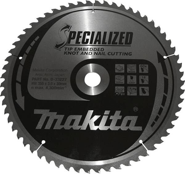 Makita  B-33227 list krožne žage 355 x 30 x 3.0 mm Število zobcev (na colo): 60 1 kos