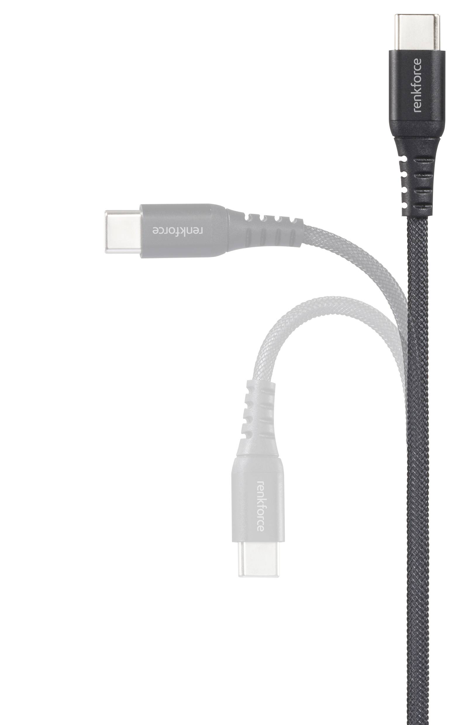 'Nekteck USB-C kabel; ena vidna in dve zbledeli podvojitvi, ki prikazujeta fleksibilnost.'