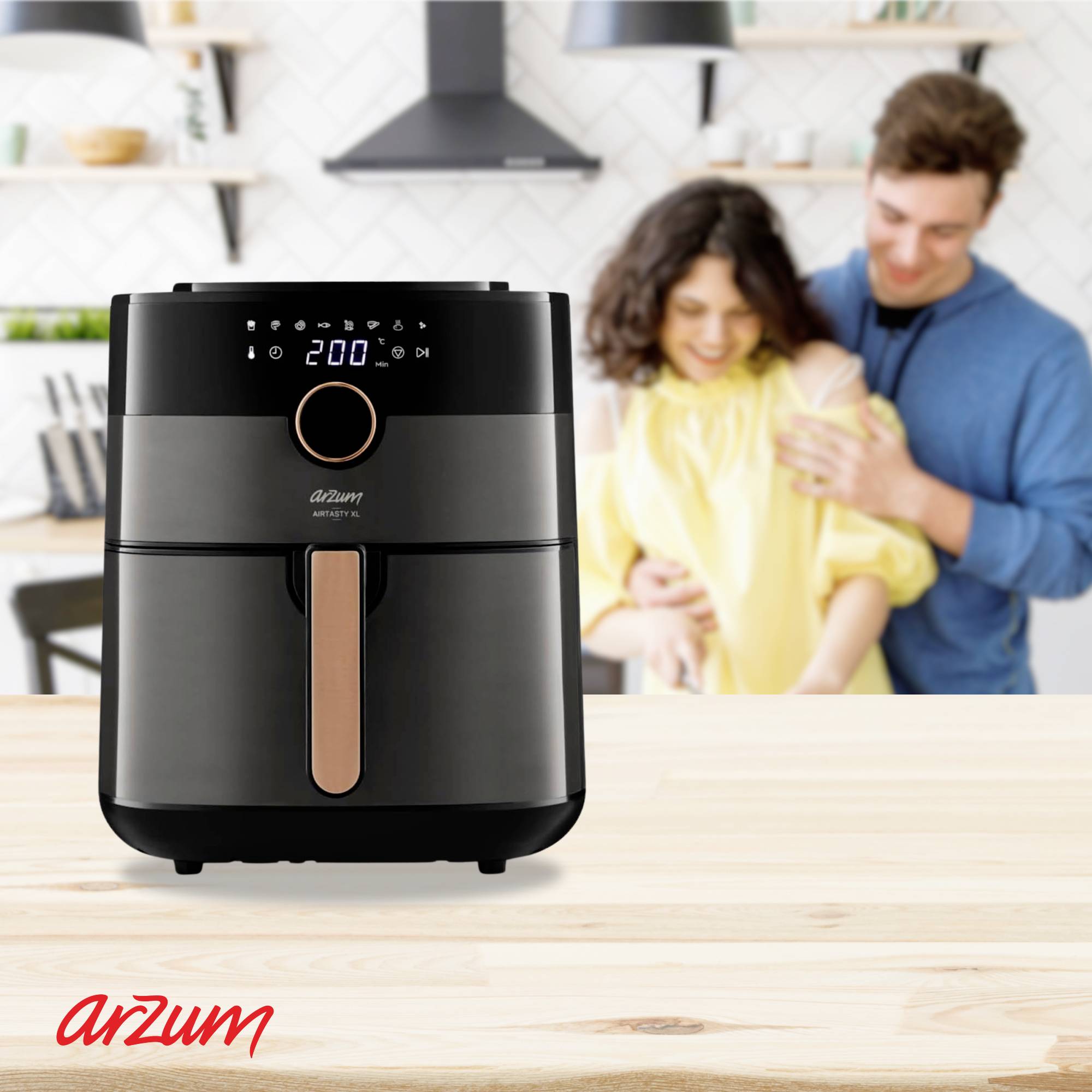 arzum AIRTASTY XL friteza in vroči zrak 6 l z zaslonom, casovna funkcija črna, bronasta-10