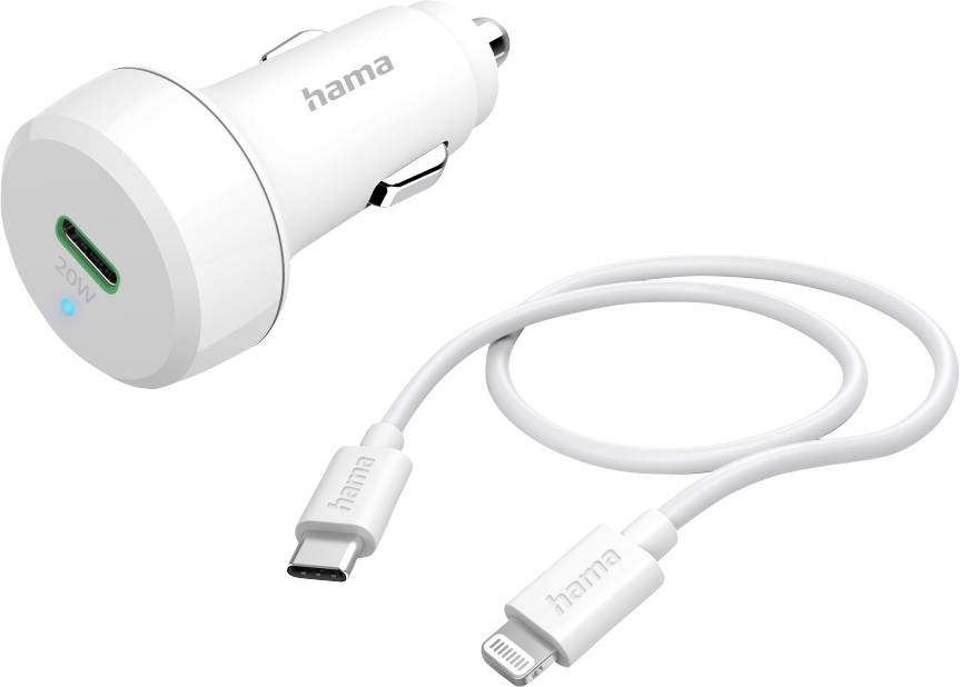 Hama polnilna postaja za avtomobile 20.00 W moški konektor USB-C® Power Delivery bela osebno vozilo hitri polnilnik-0