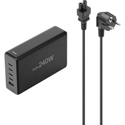 Hama USB polnilna postaja 240 W ženski konektor USB-C®, USB-A vtičnica QC 2.0, Power Delivery 3.0, Quick Charge 3.0 črna-0