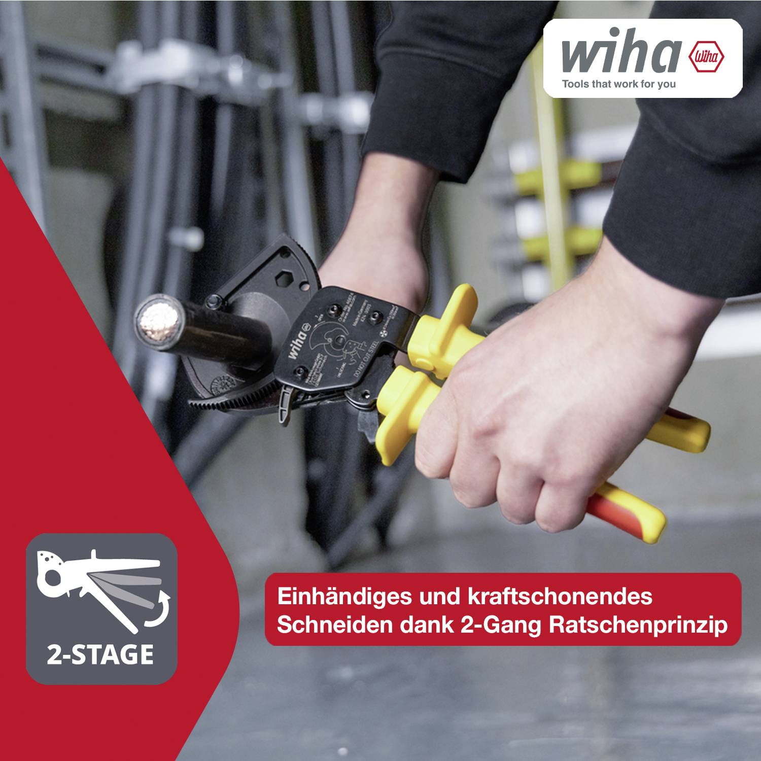 Wiha 46674 kabelski nož Primerno za (snemanje izolacije) alu, bakren in več žilni kabel 34 mm 300 mm²-14