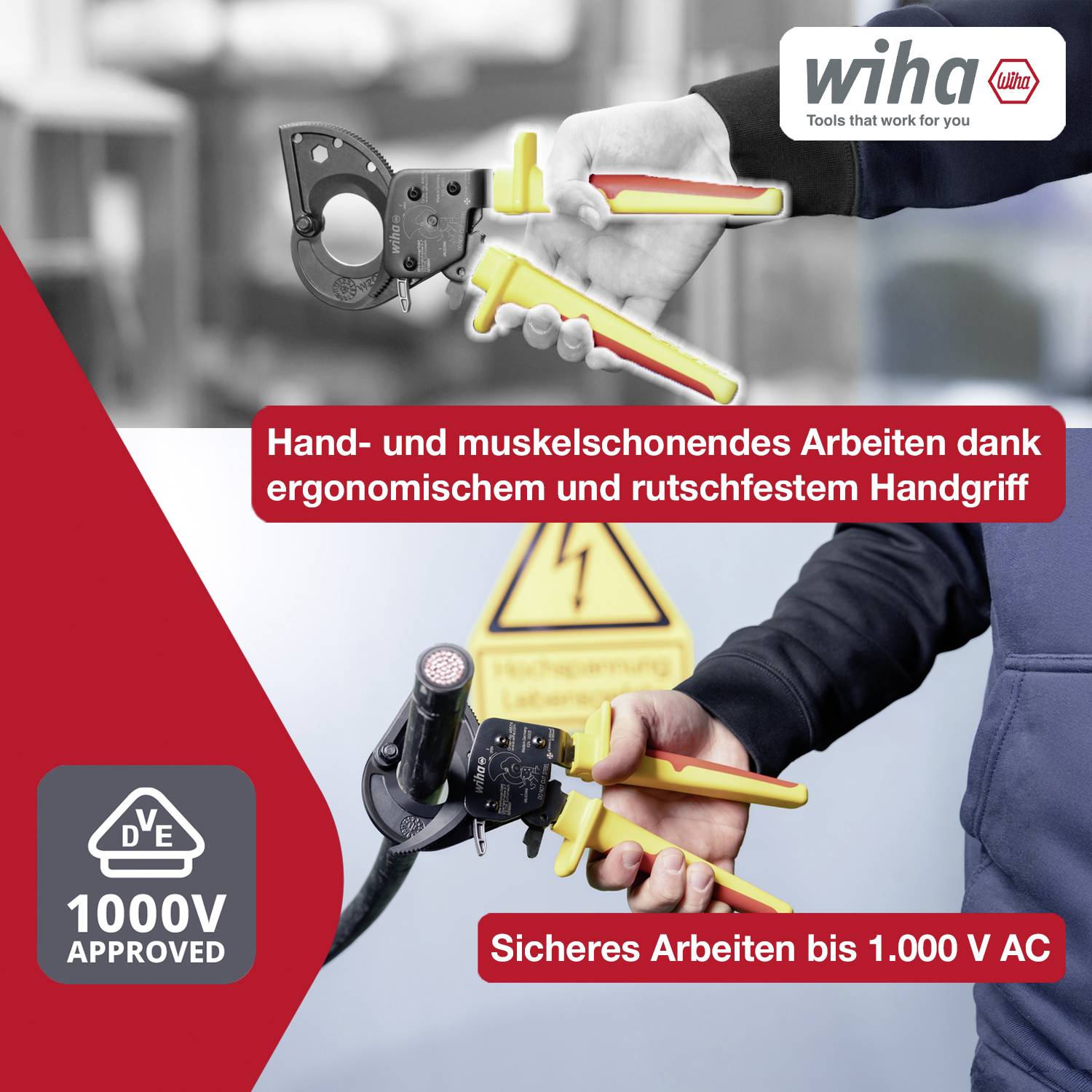 Wiha 46674 kabelski nož Primerno za (snemanje izolacije) alu, bakren in več žilni kabel 34 mm 300 mm²-17