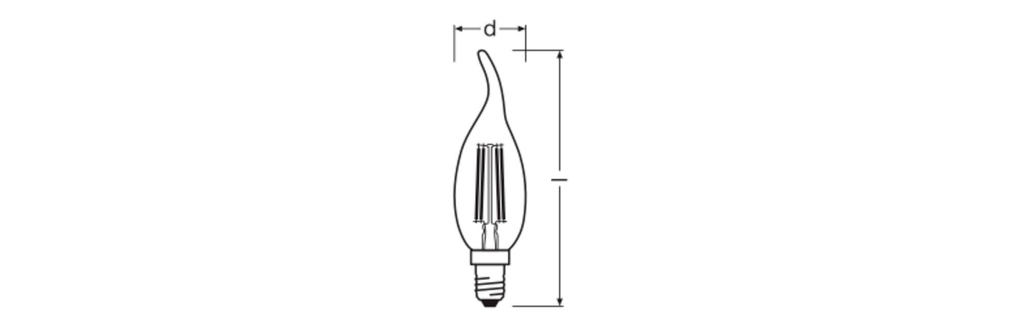 OSRAM HOMELIGHTING 4099854443817 LED EEK D (A - G) E14 svečasta oblika-oblika vetra 3.4 W toplo bela (Ø x V) 35.00 mm x -3