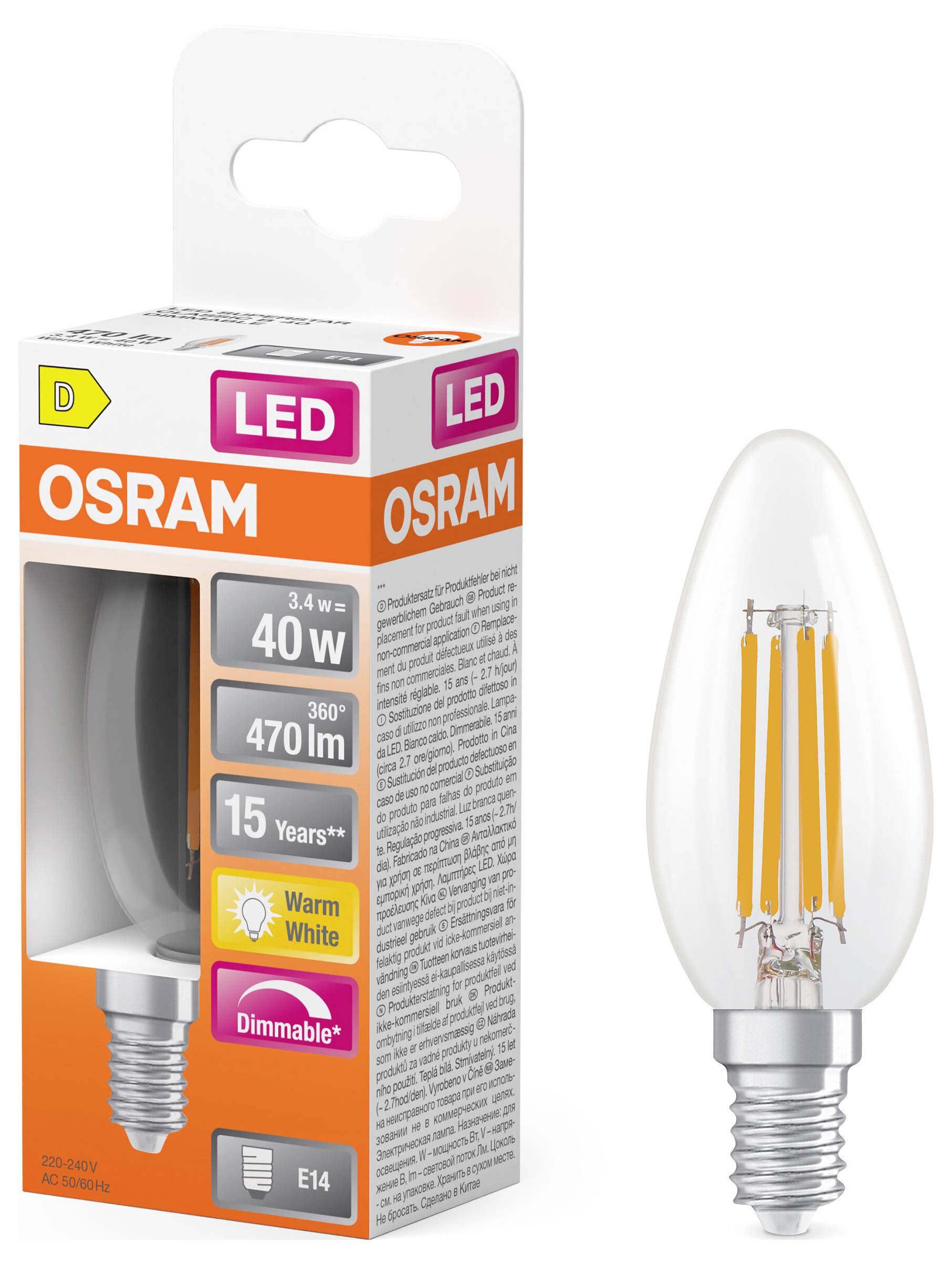 OSRAM HOMELIGHTING 4099854445712 LED EEK D (A - G) E14 3.4 W toplo bela (Ø x V) 35.00 mm x 35.00 mm 1 kos-1