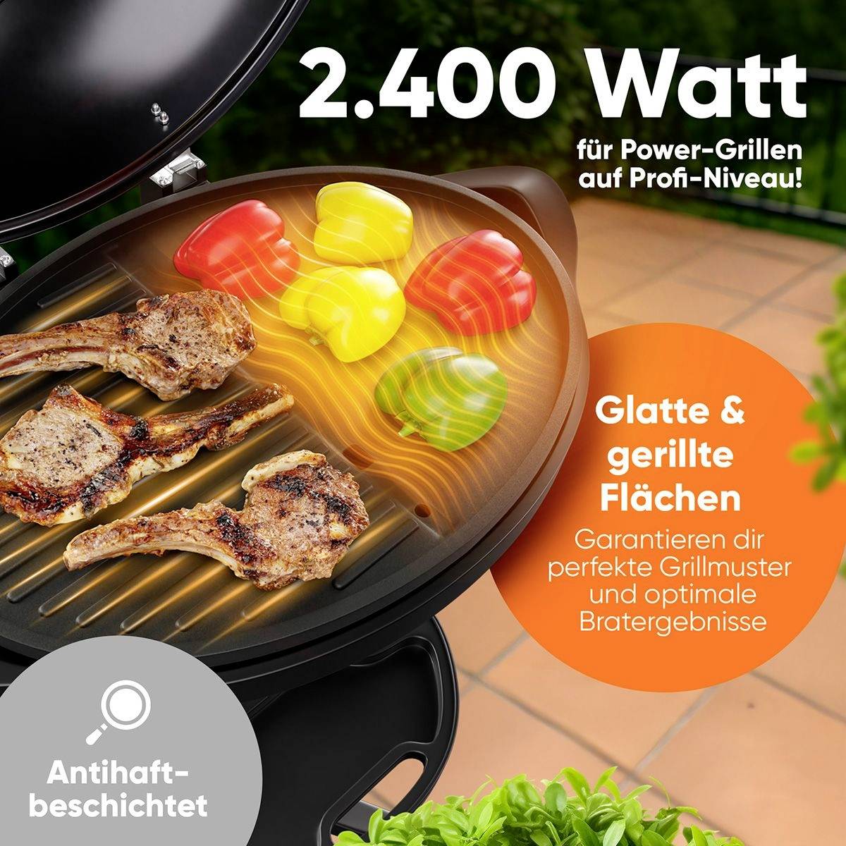 Profi Cook PC-BQS 1303 električni stoječi žar termometer v pokeru, premaz proti sprijemanju, Cool touch ohišje črna-1