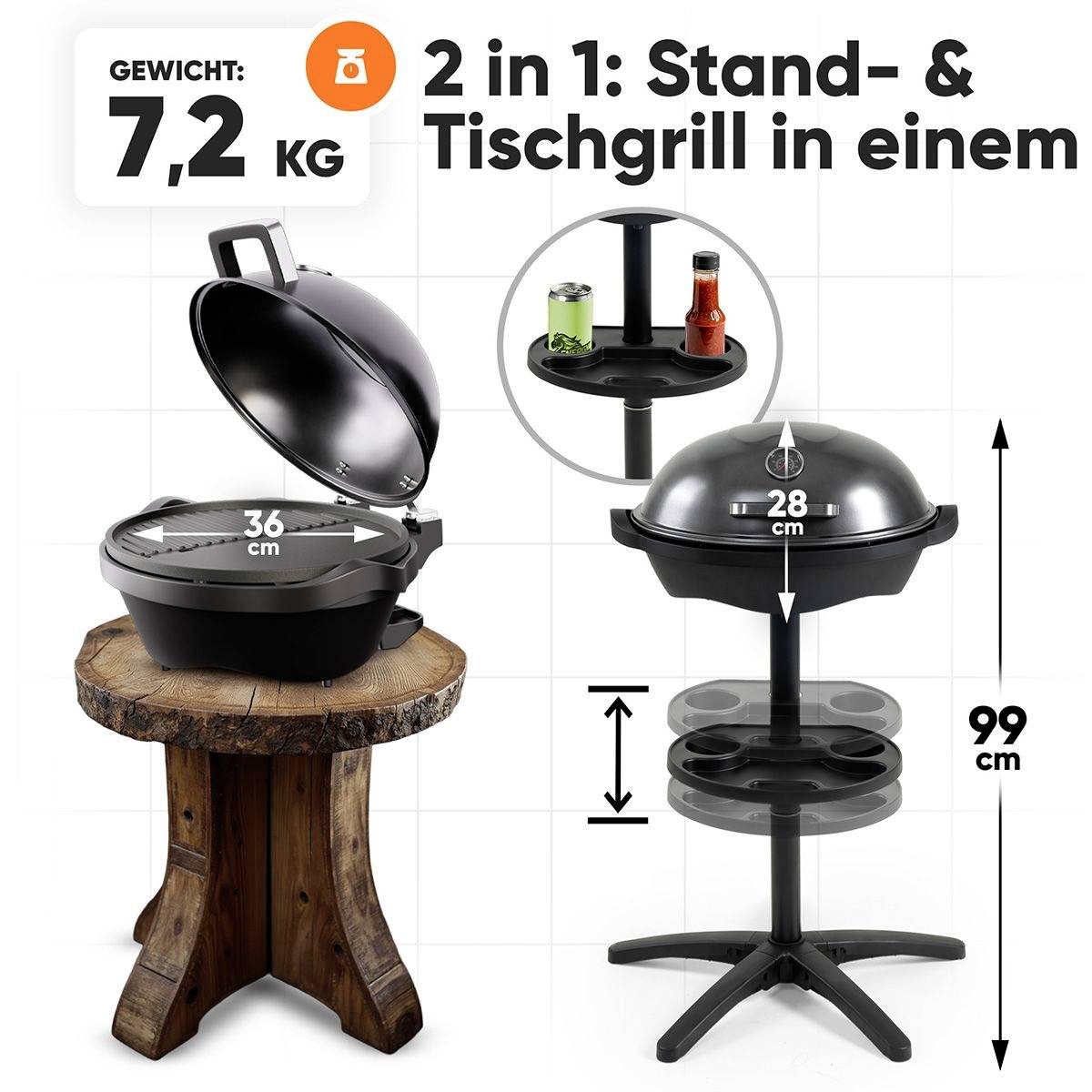 Profi Cook PC-BQS 1303 električni stoječi žar termometer v pokeru, premaz proti sprijemanju, Cool touch ohišje črna-6