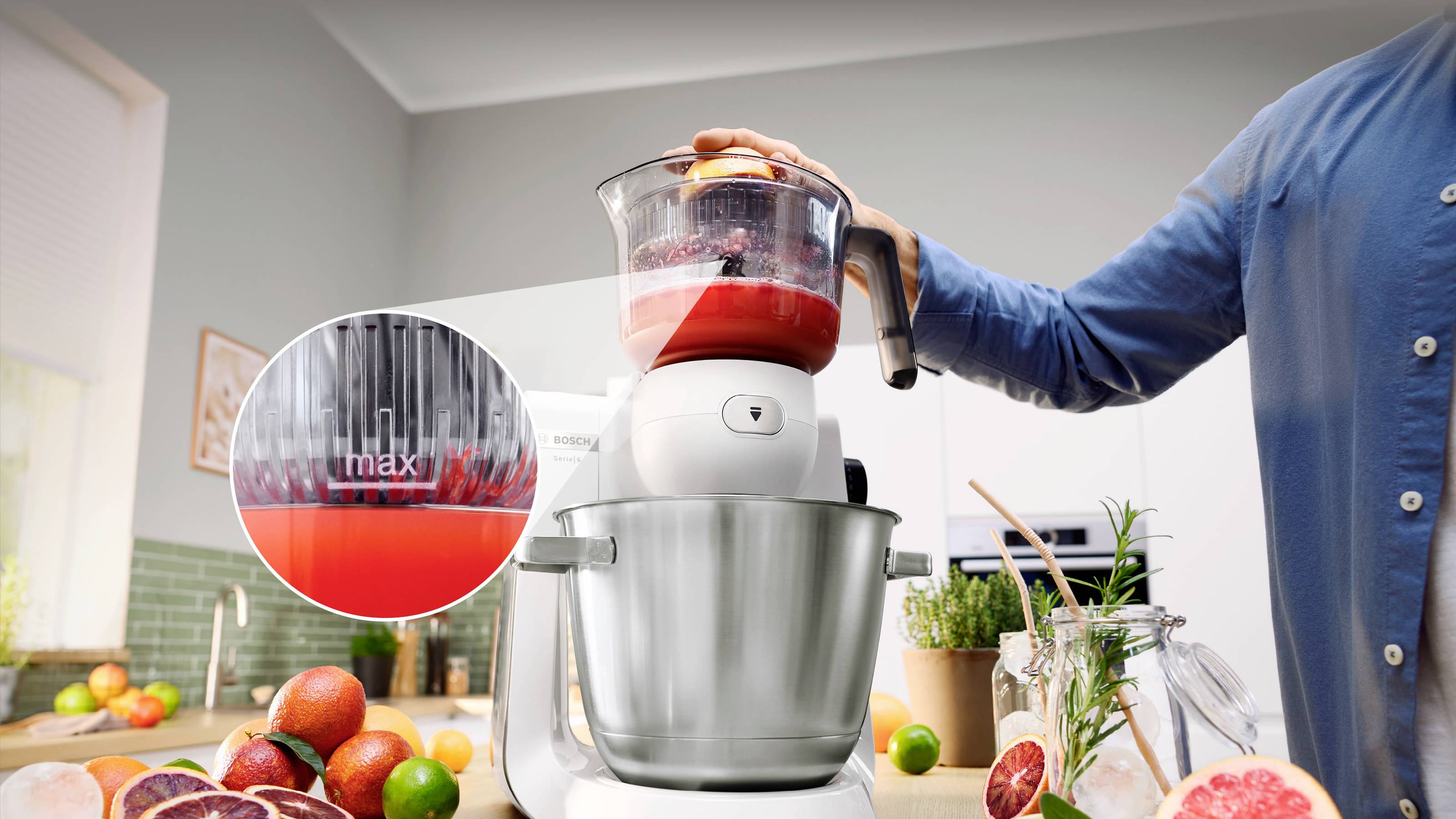 Bosch ožemalnik agrumov Zitruspresse für Bosch Küchenmaschine Serie 6 und 8 pomivanje v pomivalnem stroju transparentna-11