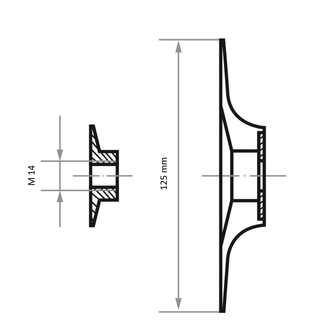 LUKAS-ERZETT A38311251001 Podporna plošča STF za fiber diske Ø 125 mm z navojem M14 za kotne brusilnike Premer 125 mm 1 -4