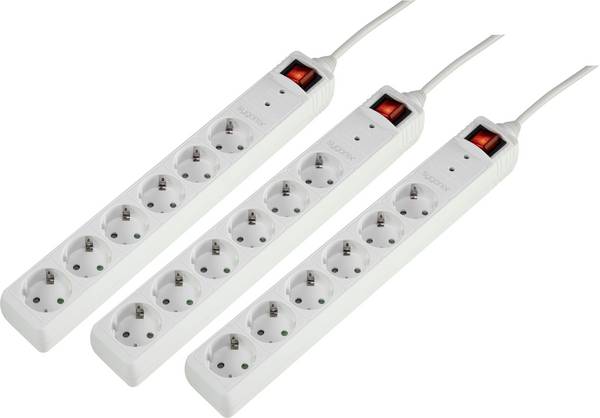 Sygonix 3xSY-5044446 razdelilna letev s prenapetostno zaščito 6-kratni  bela vtičnica 1 set