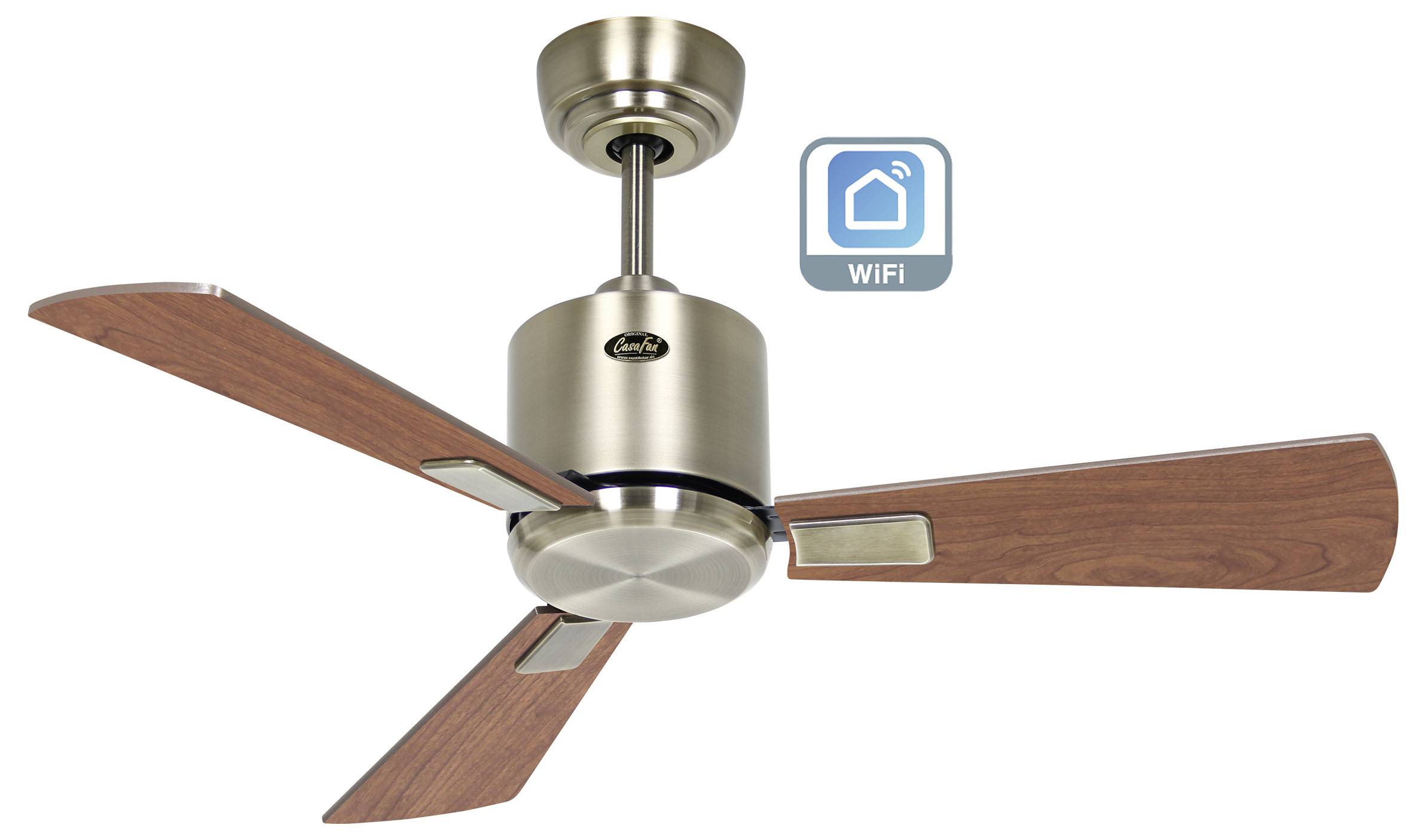 CasaFan ECO NEO III 92 MA-NB/KI WiFi Flügel Nussbaum/Kirsche stropni ventilator 12 W (Ø x V) 92 cm x 360 mm antična mede-1