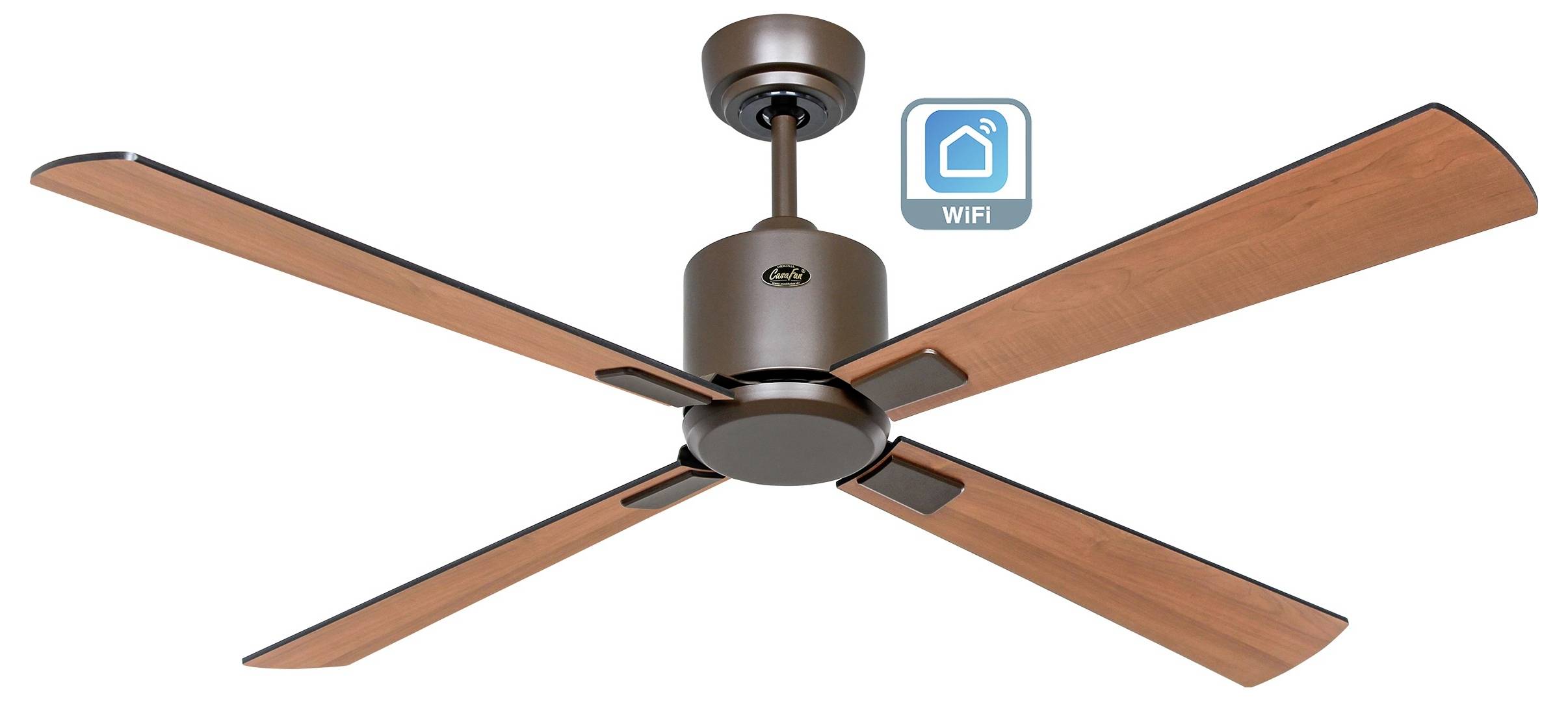 CasaFan ECO NEO III 132 BZ-SW/TK WiFi Flügel Schwarz/Teak stropni ventilator 27 W (Ø x V) 132 cm x 360 mm bronasta z dal-1