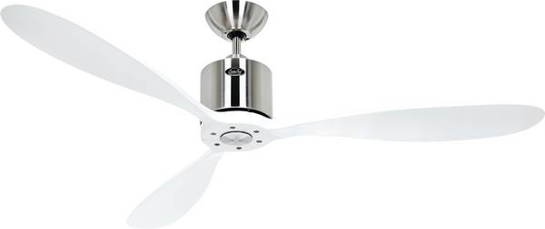 CasaFan AEROPLAN ECO 132 BN-WE Flügel Massivholz Weiß stropni ventilator  27 W (Ø x V) 132 cm x 310 mm krom (krtačen) z daljinskim upravljalnikom, timer, delovanje pozimi