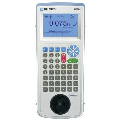 Prenosni električni varnostni tester 'RIGEL 288+', ki na zaslonu prikazuje meritev upora ozemljitve 0,075 ohmov.