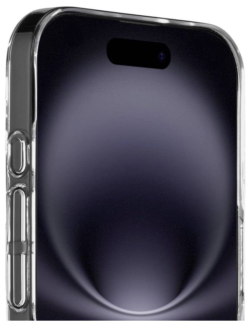 Pametni telefon z elegantno, temno površino je prikazan, pri čemer so poudarjeni stranski gumbi in zadnja kamera.