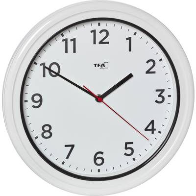 Bela analogna stenska ura, ki kaže čas 10:09.