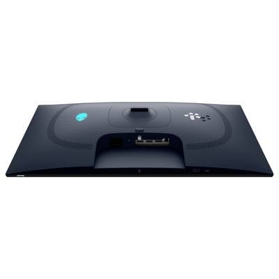 Pogled na zadnjo stran monitorja, kjer so vidni priključki in blagovne znamke, vključno s priključkoma HDMI in USB, nakazuje na možnosti povezljivosti.